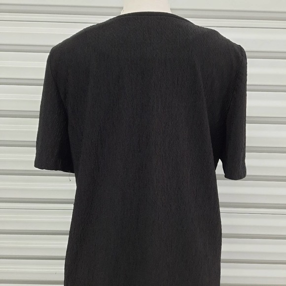 Liz Baker Top Blouse Womens Medium Black Short Sleeve - Picture 4 of 9